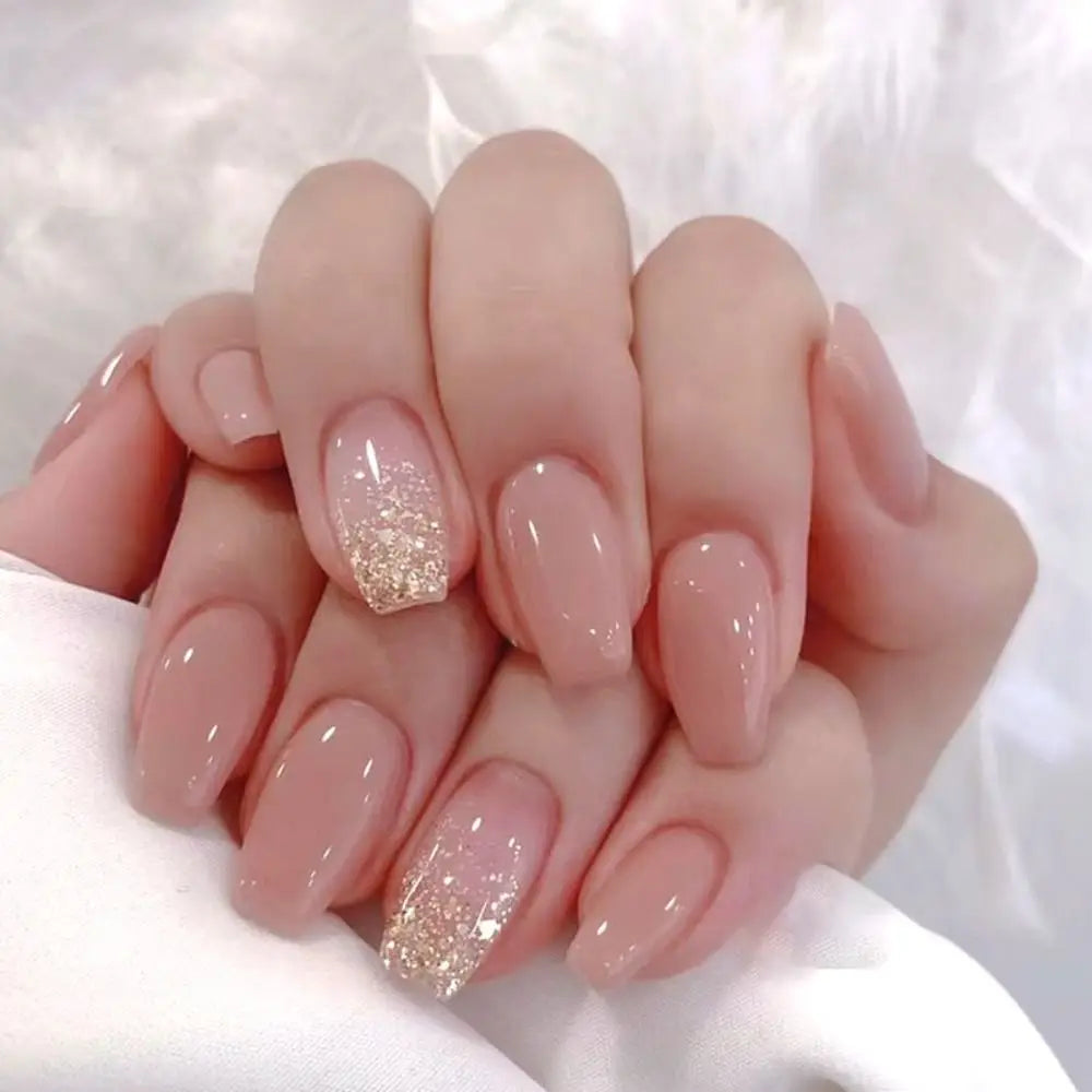 24-Piece Waterproof Gradient French Ballerina Faux Medium Coffin Press-On Nails Set