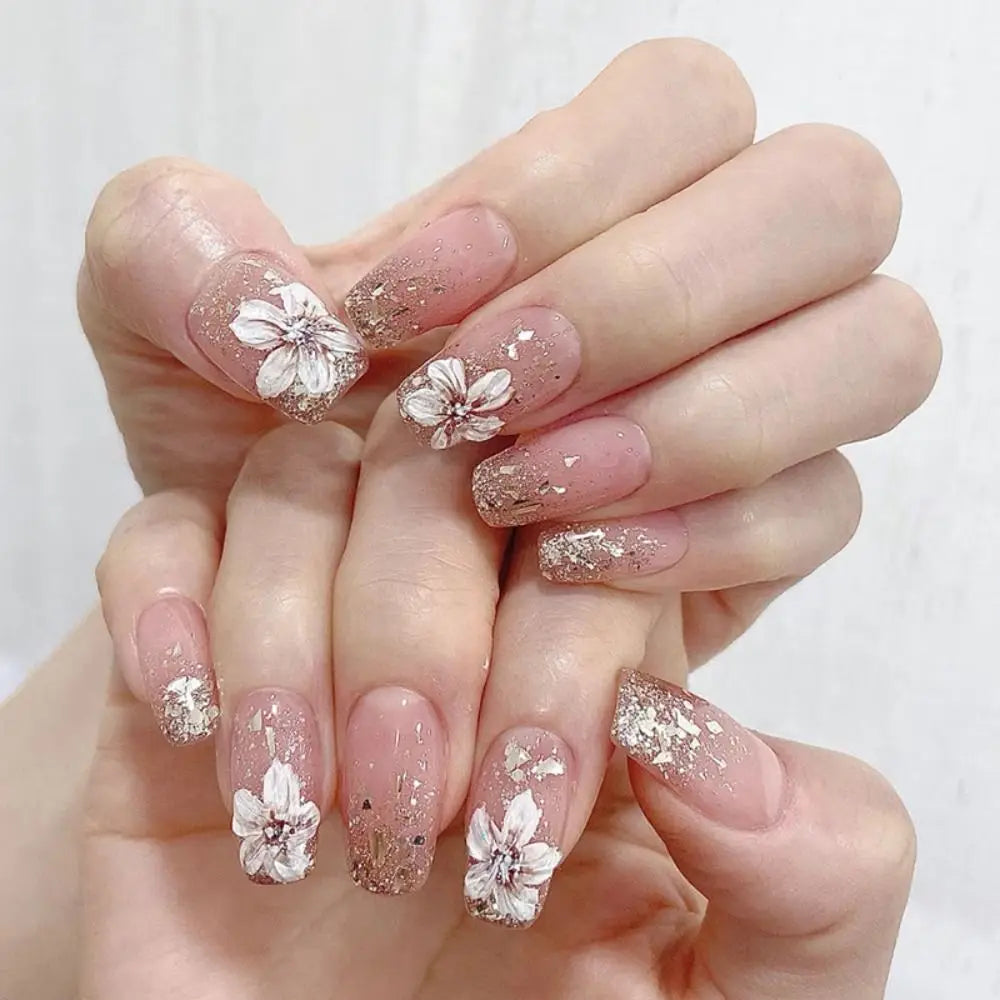 24-Piece Waterproof Gradient French Ballerina Faux Medium Coffin Press-On Nails Set