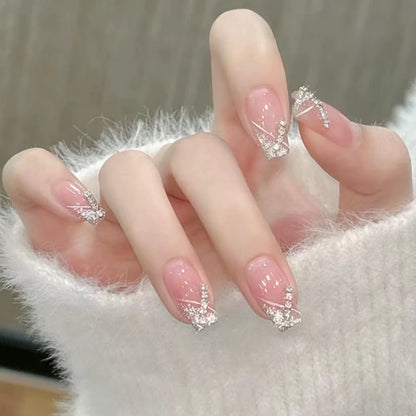 10-Piece Handmade Cat Eye Press-On Nails - French Coffin Acrylic Design with Dreamy Mermaid Pearl Finish - Romantic Sweet Nail Art
