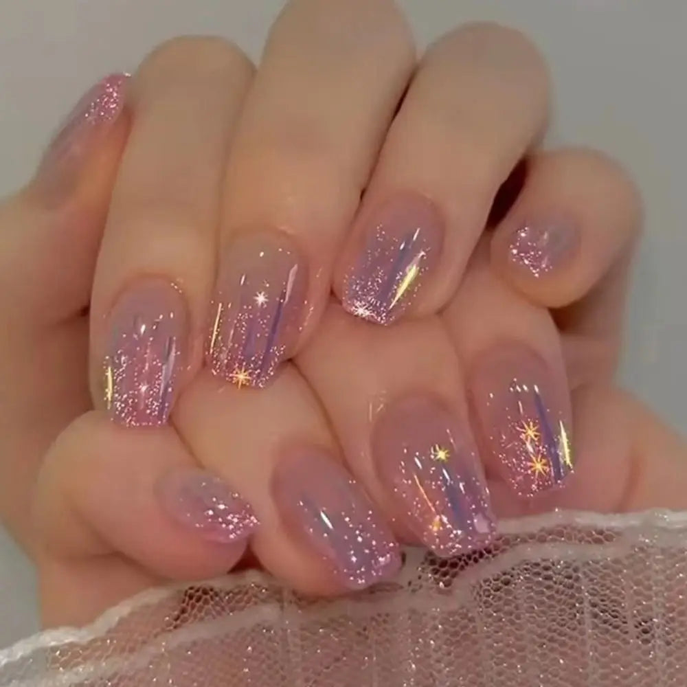 24-Piece Waterproof Gradient French Ballerina Faux Medium Coffin Press-On Nails Set