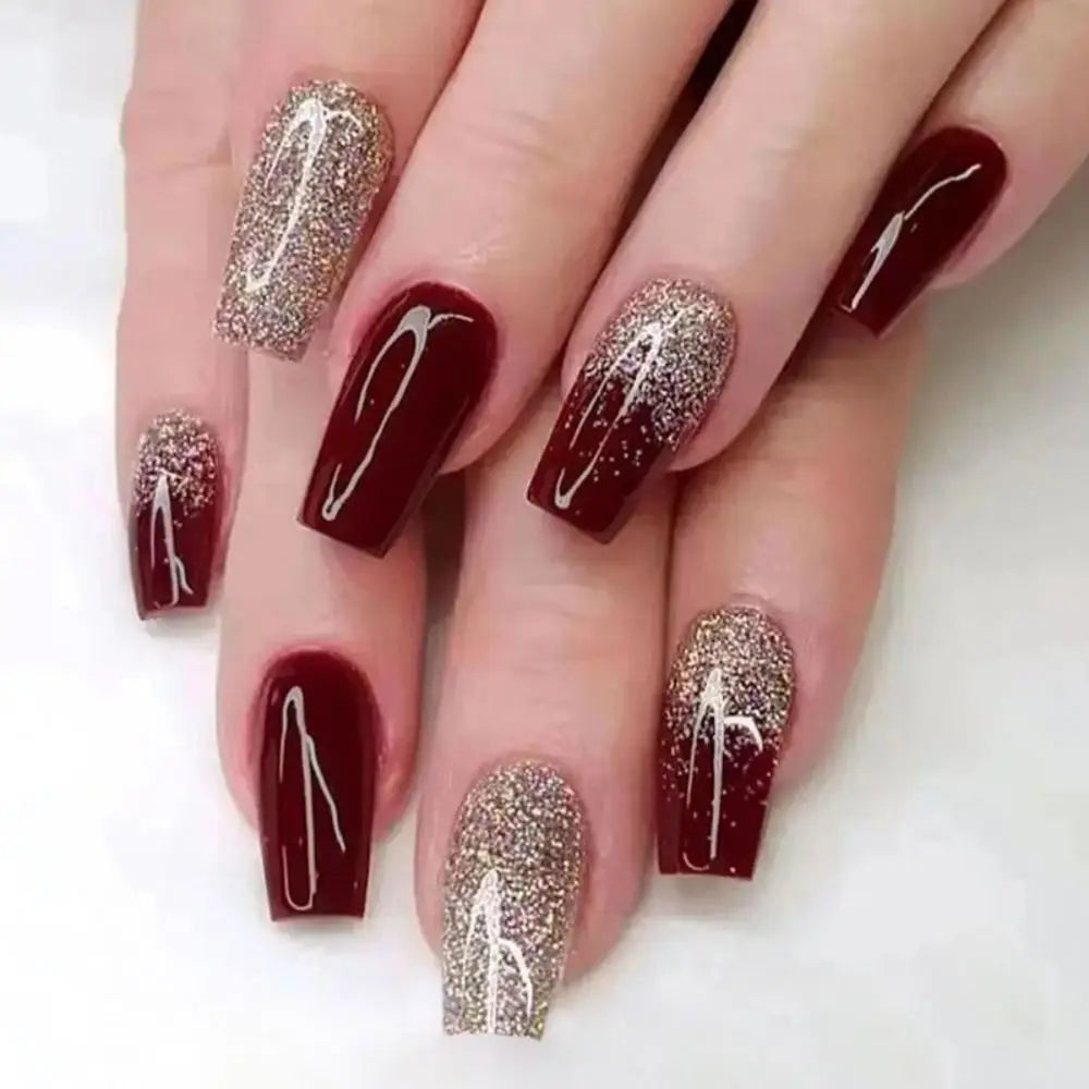 24-Piece Waterproof Gradient French Ballerina Faux Medium Coffin Press-On Nails Set
