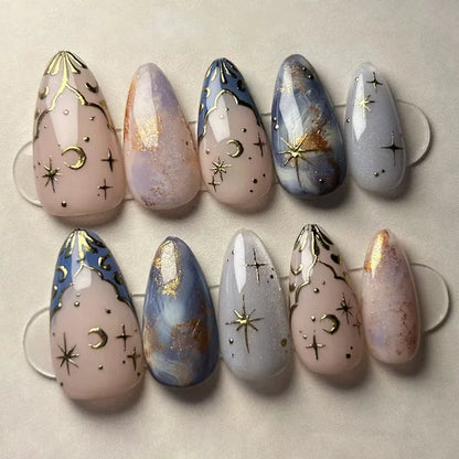 24-Piece Pink Almond Press-On Nails with Floral and Pearl Accents - Colorful Summer Collection for Women