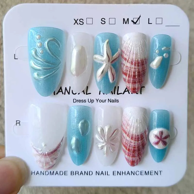 10-Piece Jellyfish Cat's Eye Square Press-On Nails for Women - Wearable and Detachable Nail Tips