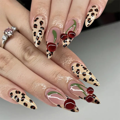 24-Piece Almond-Shaped French Press-On Nails with 3D Irregular Star Pattern – Manicure Essentials